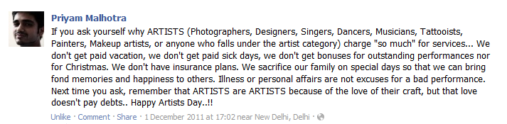 Priyam&rsquo;s FB Status update